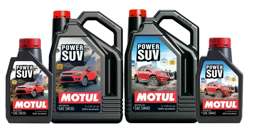 Motul Power SUV range — 1L and 7L bottles in 5W-30 and 5W-40