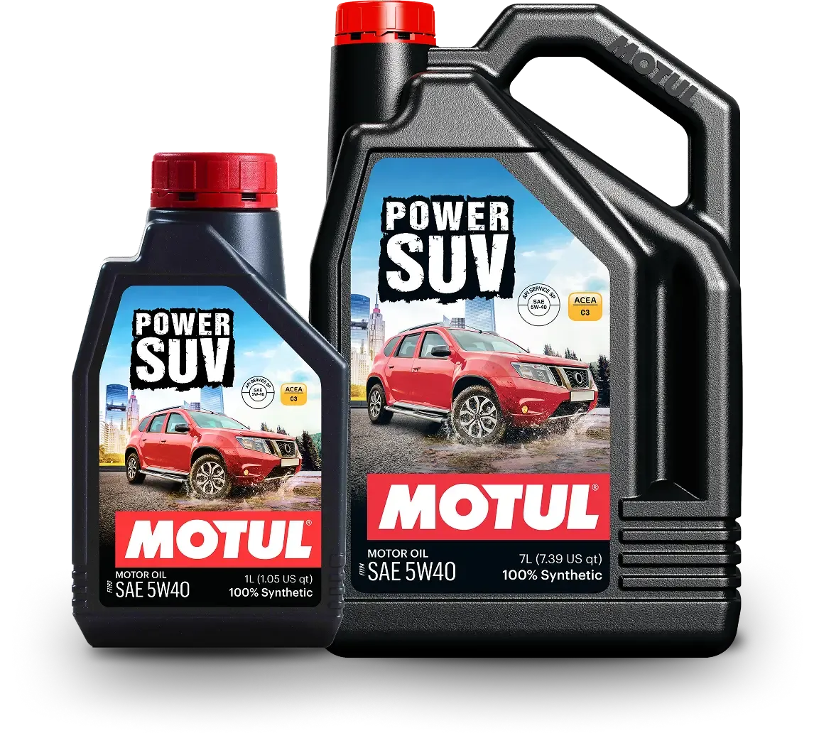 Motul Power SUV 5W-40 7-litre and 1-litre bottles