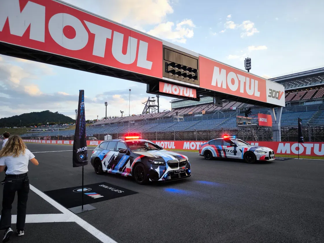 MotoGP safety cars on the start-finish straight